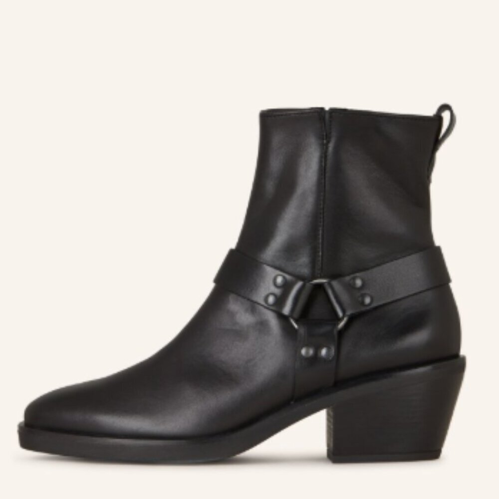 Paul Green West Bootie Black‎ Leather Womens UK 5.5/US 8 Moto-Biker New $499